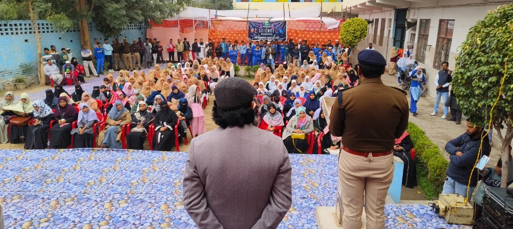Students and parents at the Science Exhibition at Abu Hurairah Inter College, Firozabad